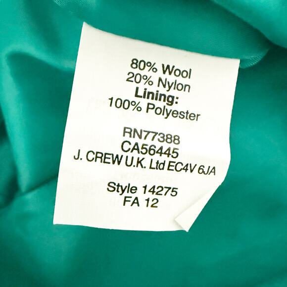 J. Crew | Wool Lined Kelly Green Short Pencil Straight Skirt Y2K Preppy | 12 - Picture 5 of 6